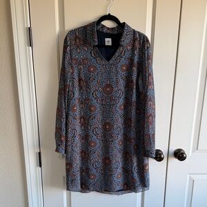 Retro Blue Floral Mini Dress